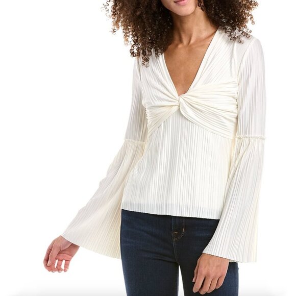 Anthropologie Tops - Anthro Bailey 44 Ivory Pleated Bell Sleeve Top Size L NWOT